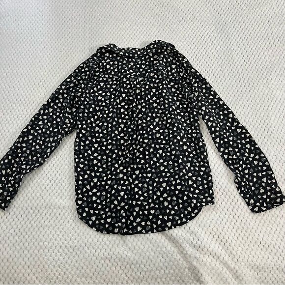 Rails | Kate Button Down Silk Black Corazon | Heart Blouse sz M - Picture 1 of 7